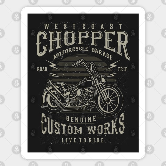 West Coast Chopper Motorcycle Garage Genuine Custom Works Live To Ride Magnet by JakeRhodes